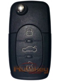 Выкидной ключ Ауди А3, A4, A6, А8, ТТ (Audi A3, A4, A6, A8, TT) | 1997-2003 | 4D0837231A/N | ID 48 | HU66 | 433MHz Европа | 3 кнопки | Оригинал