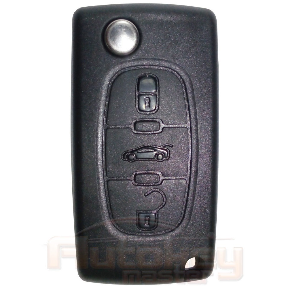 Корпус выкидного ключа Ситроен C5 (Citroen C5) | 2008-2017 | 0536 | HU83 | 3 кнопки | средняя кнопка багажник | с батарейным отсеком