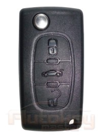 Корпус выкидного ключа Ситроен C5 (Citroen C5) | 2008-2017 | 0536 | HU83 | 3 кнопки | средняя кнопка багажник | с батарейным отсеком