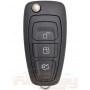 Корпус выкидного ключа Форд Фокус 3, Мондео 4, С-МАХ (Ford Focus 3, Mondeo 4, C-MAX) | 2010-2016 | HU101 | 3 кнопки