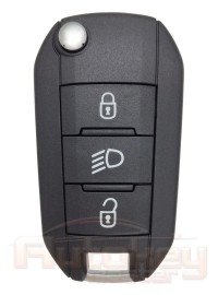 Выкидной ключ Пежо 208, 308, 2008 (Peugeot 208, 308, 2008) | 2012-2016 | PCF 7941 | HU83 | 433MHz FSK Европа | 3 кнопки | средняя кнопка-фара | Оригинал