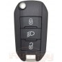 Выкидной ключ Пежо 208, 308, 2008 (Peugeot 208, 308, 2008) | 2012-2016 | PCF 7941 | HU83 | 433MHz FSK Европа | 3 кнопки, средняя кнопка-фара | Оригинал