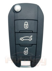 Выкидной ключ Пежо 508 (Peugeot 508) | 2010-2018 | PCF 7941 | VA2 | 433MHz FSK Европа | 3 кнопки | средняя кнопка багажник | Оригинал