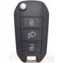 Выкидной ключ Пежо 3008, Травеллер (Peugeot 3008, Traveller) | 2016-2023 | HITAG AES | HU83 | 433MHz FSK Европа | 3 кнопки | средняя кнопка-фара