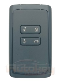 Smart key card Renault Arkana, Espace 5, Megane 4, Kaptur, Kadjar, Kangoo, Koleos, Talisman | 2015-2024 | HITAG AES | white cover | black frame | 434MHz Europe | 4 buttons | light | Original