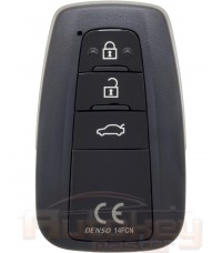 Smart key Toyota Camry | 06.2020-2021 | DENSO 14FCN | P1=A9 | 433MHz Europe | 3 glossy buttons | Original