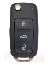 Flip key shell Volkswagen Beetle, Caddy, Eos, Golf, Jetta, Polo, Scirocco, Tiguan, Touran, Transporter, Up! | 2009-2015 | HU66 | 3 buttons