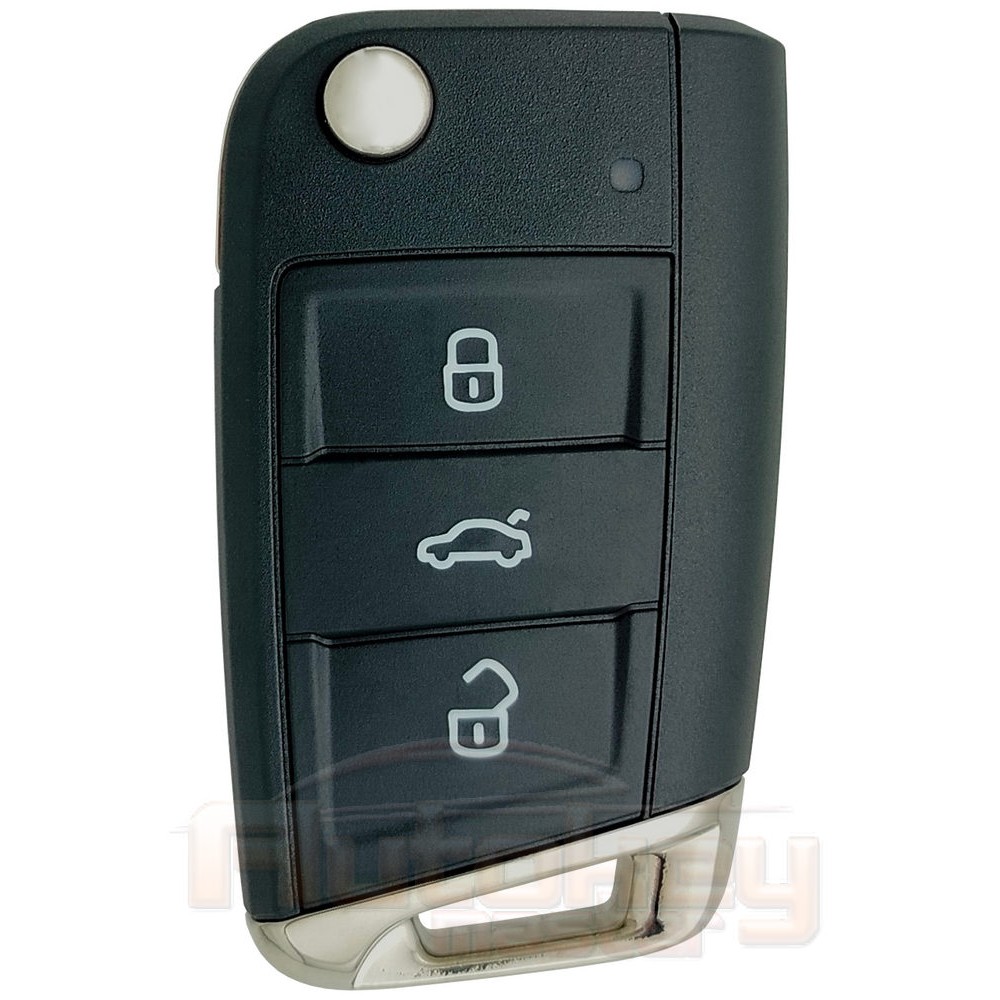 Выкидной ключ Фольксваген Тигуан (Volkswagen Tiguan) | 2020-2021 | 5G6959752DD | 5G6959752BL | MQB49 | Keyless Go | HU162T | 433MHz Европа | 3 кнопки | Оригинал