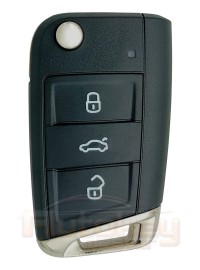 Выкидной ключ Фольксваген Тигуан (Volkswagen Tiguan) | 2020-2021 | 5G6959752DD | 5G6959752BL | MQB49 | Keyless Go | HU162T | 433MHz Европа | 3 кнопки | Оригинал