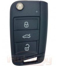 Flip key Volkswagen Tiguan, Transporter, Caravelle, Multivan, Jetta | 2019-2021 | 5G6959752CS | 5G6959752BF | MQB49 | HU162T | 433MHz Europe | 3 buttons | Original